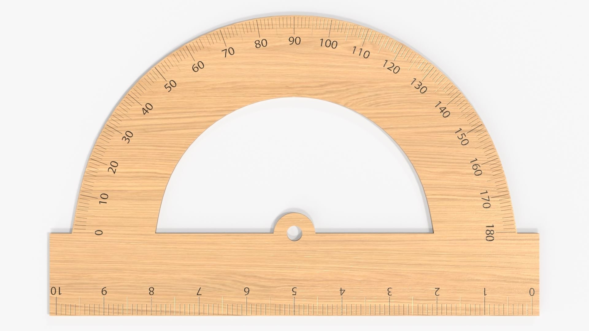 Half-circle wooden protractor 01 3D model_4