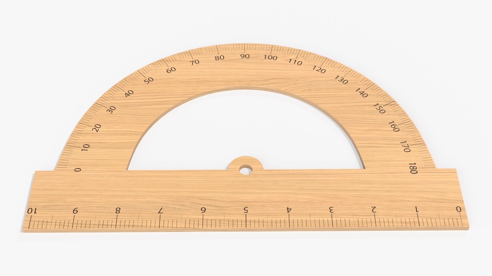 Half-circle wooden protractor 01 3D model_1