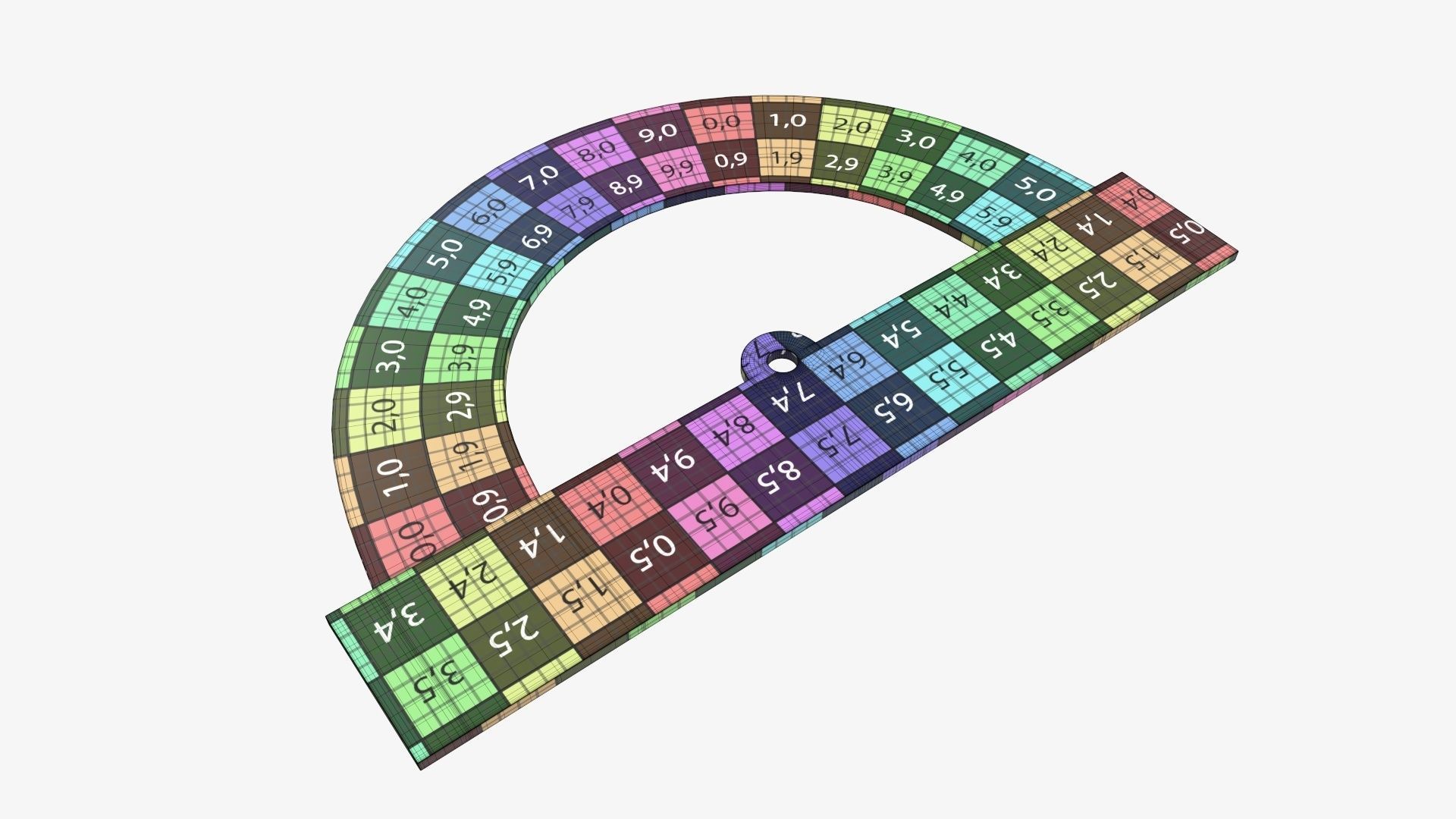 Half-circle wooden protractor 01 3D model_6