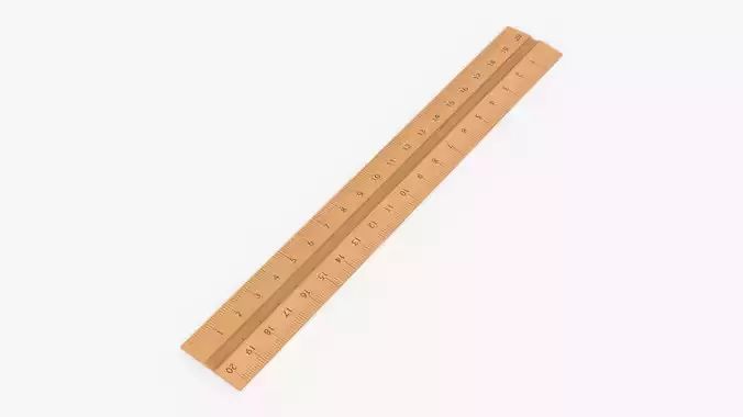 Ruler wooden 01 3D model