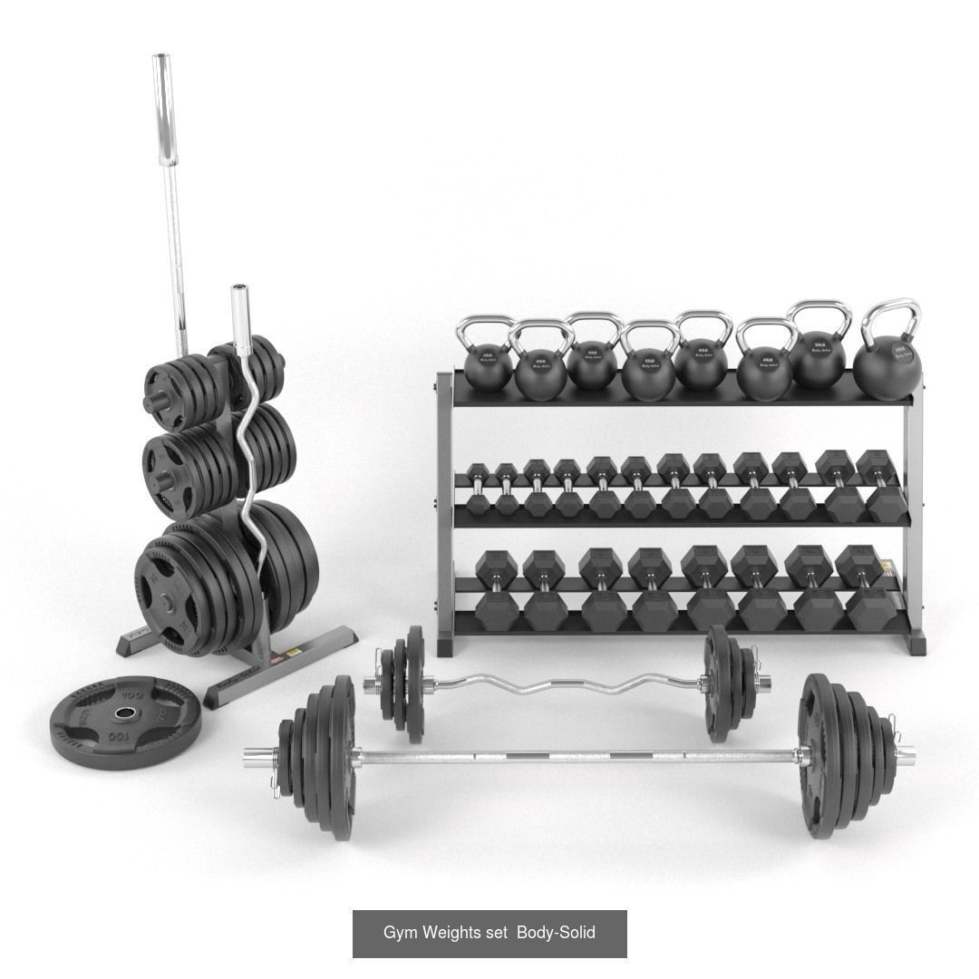  Gym Equipment Set 3D Model Collection_5