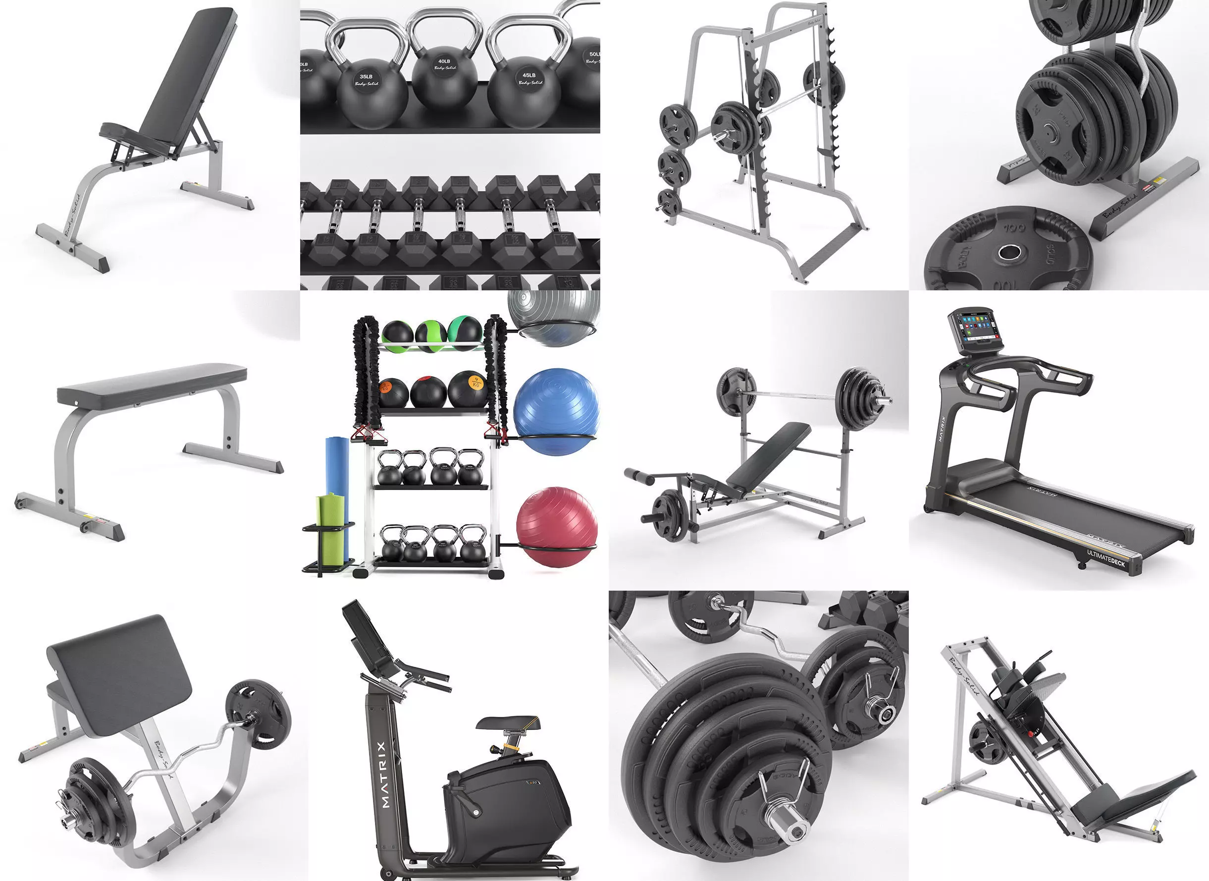  Gym Equipment Set 3D Model Collection_0