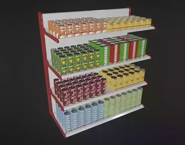 Food Shelf With Canned Foods