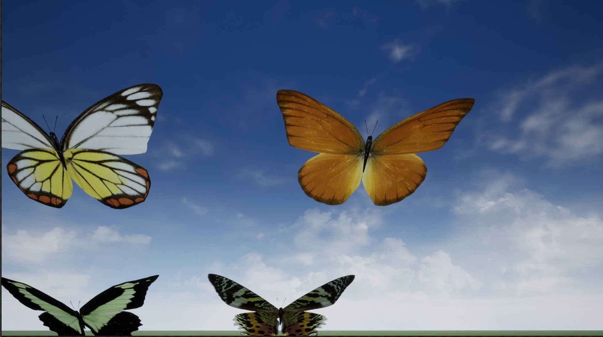 4K Butterflies rigged and animated Low-poly 3D model_6