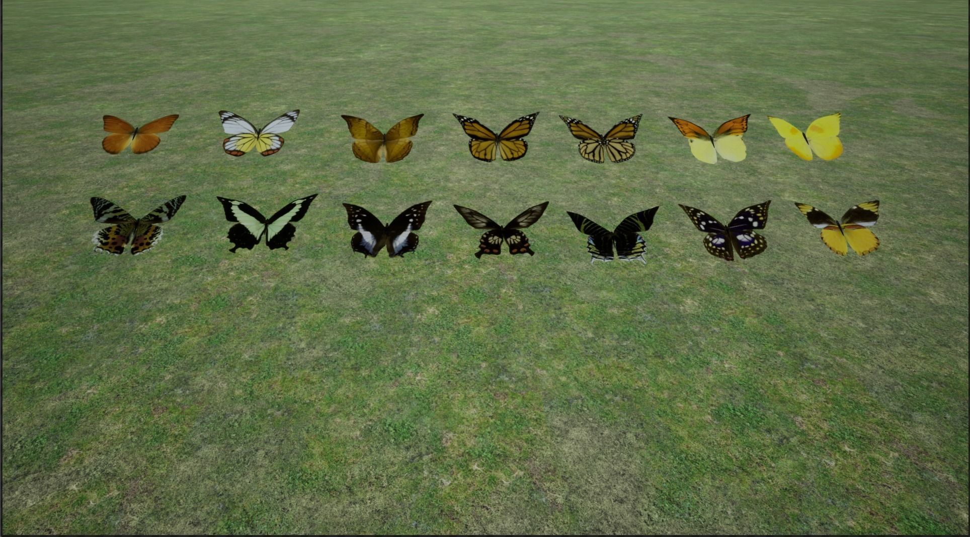 4K Butterflies rigged and animated Low-poly 3D model_18