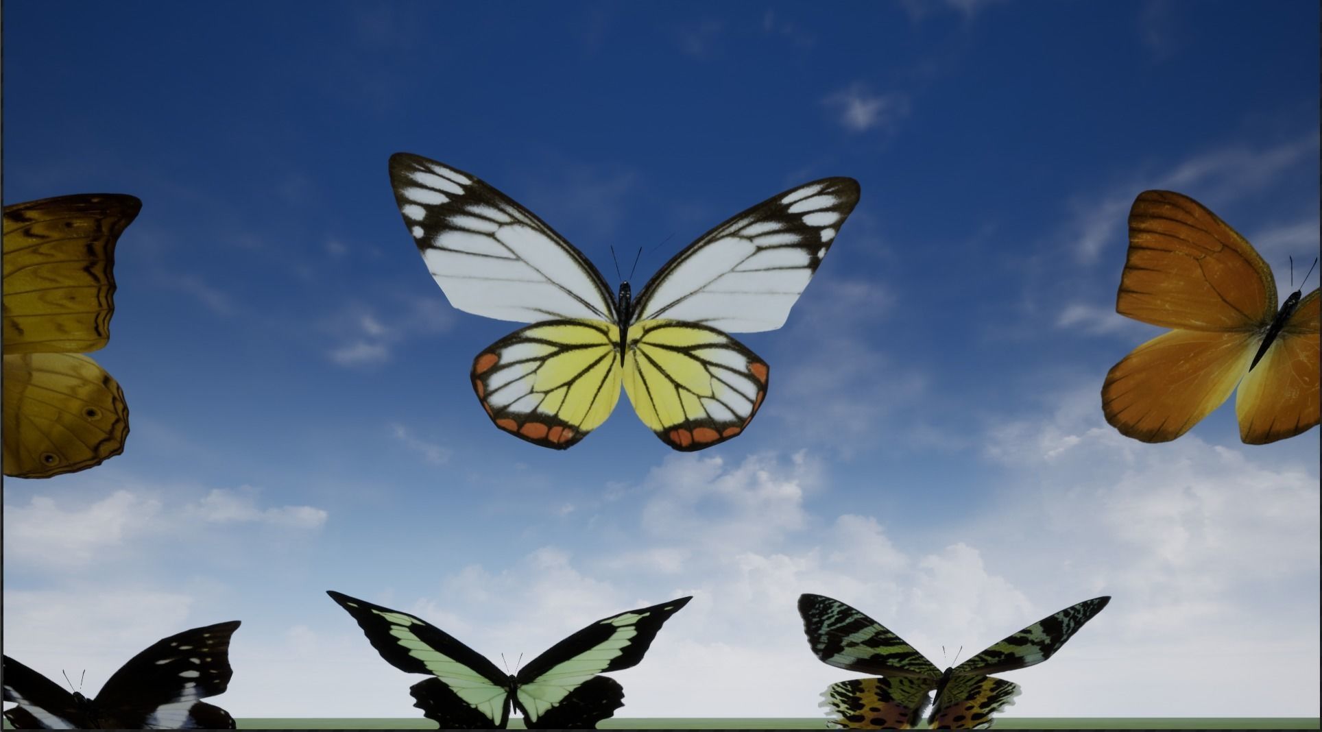 4K Butterflies rigged and animated Low-poly 3D model_5