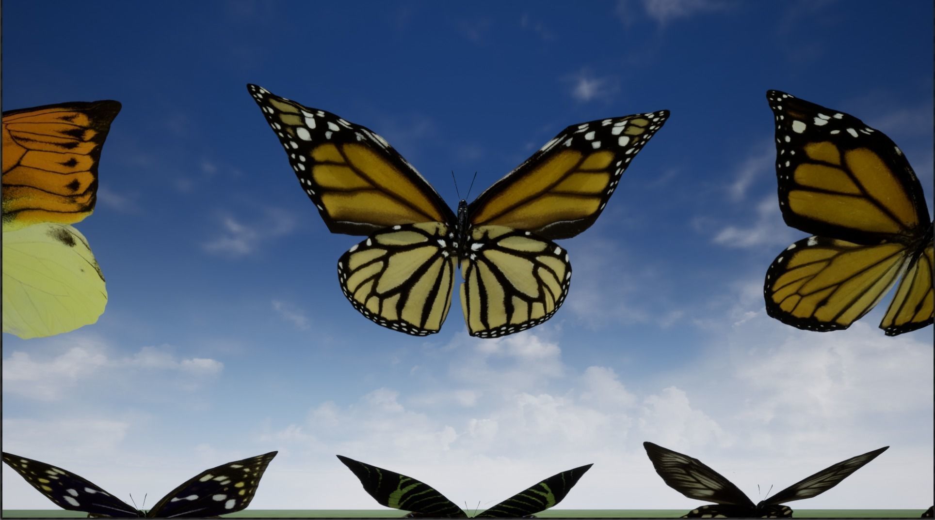 4K Butterflies rigged and animated Low-poly 3D model_9