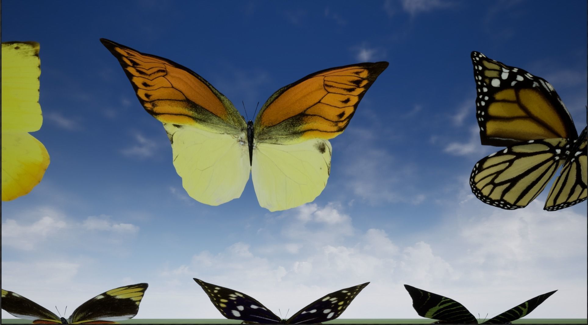 4K Butterflies rigged and animated Low-poly 3D model_8