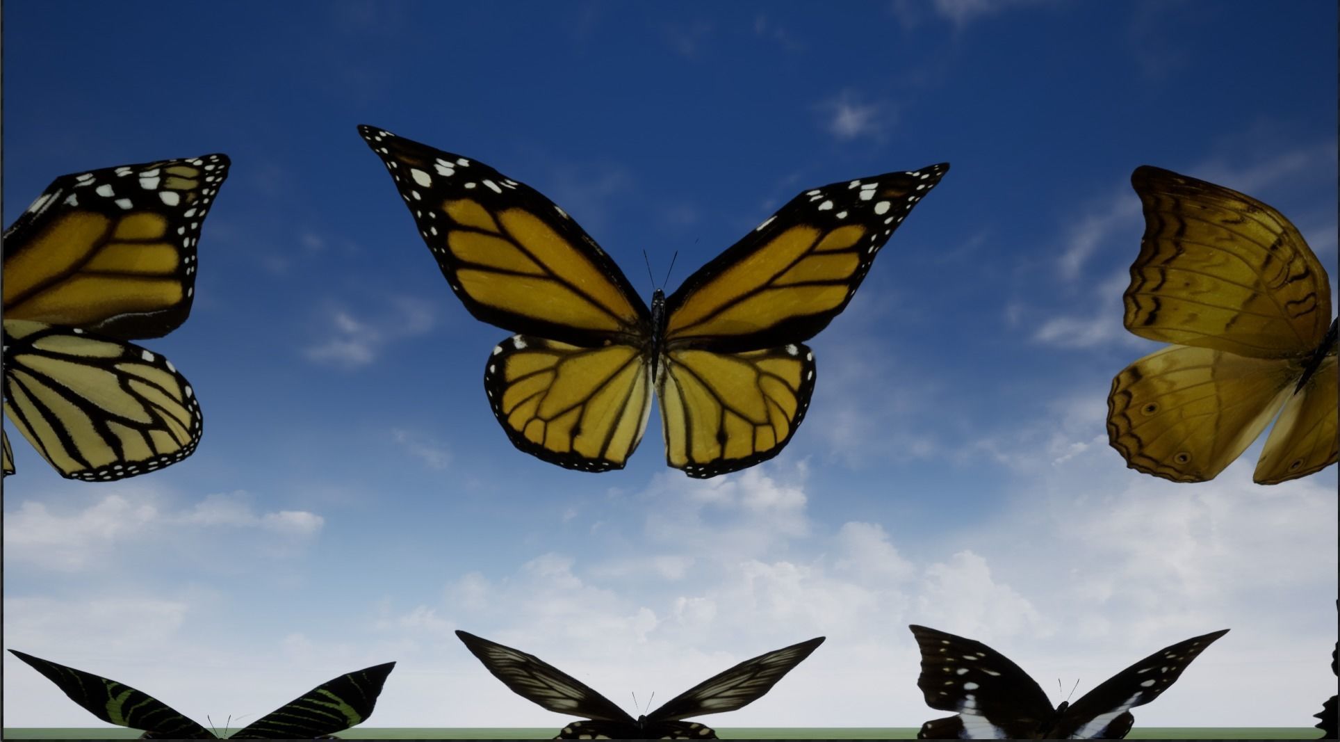 4K Butterflies rigged and animated Low-poly 3D model_3