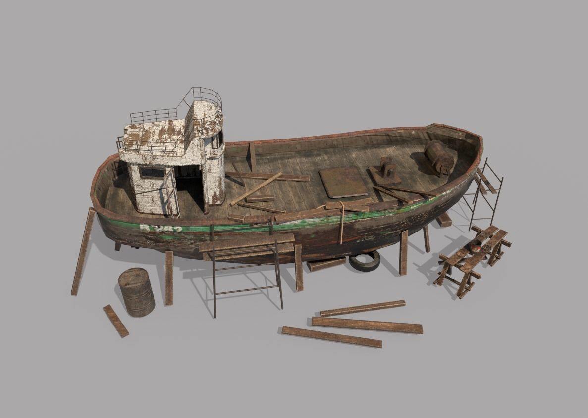 Maintenance of Fishing Boat 3D model_1