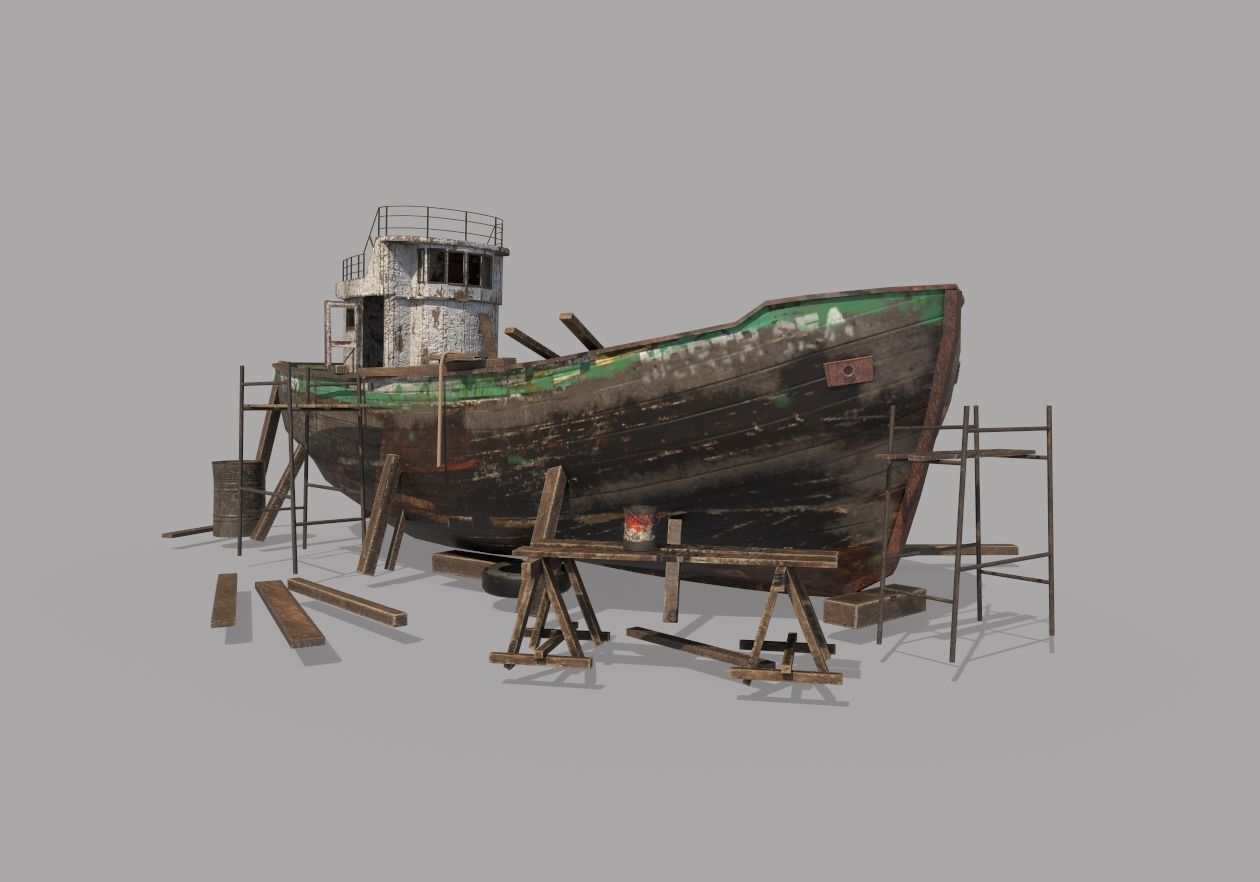Maintenance of Fishing Boat 3D model_2
