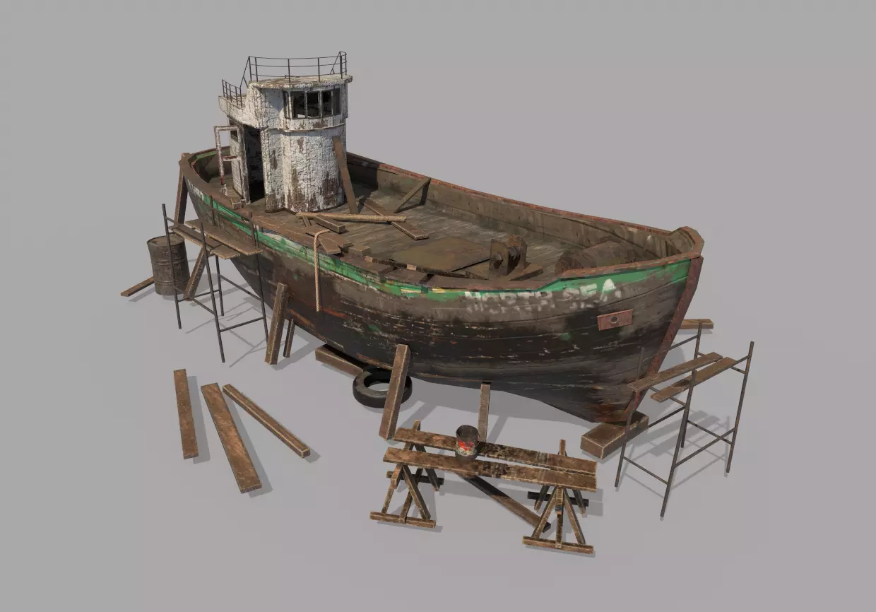 Maintenance of Fishing Boat 3D model_0