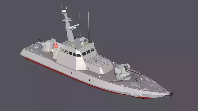 Gyurza-M class artillery boat 58155 Low-poly 3D model