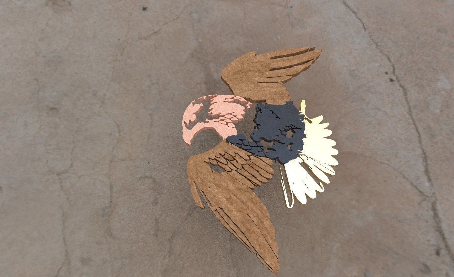 2D to 3D design of Eagle  Low-poly 3D model_3