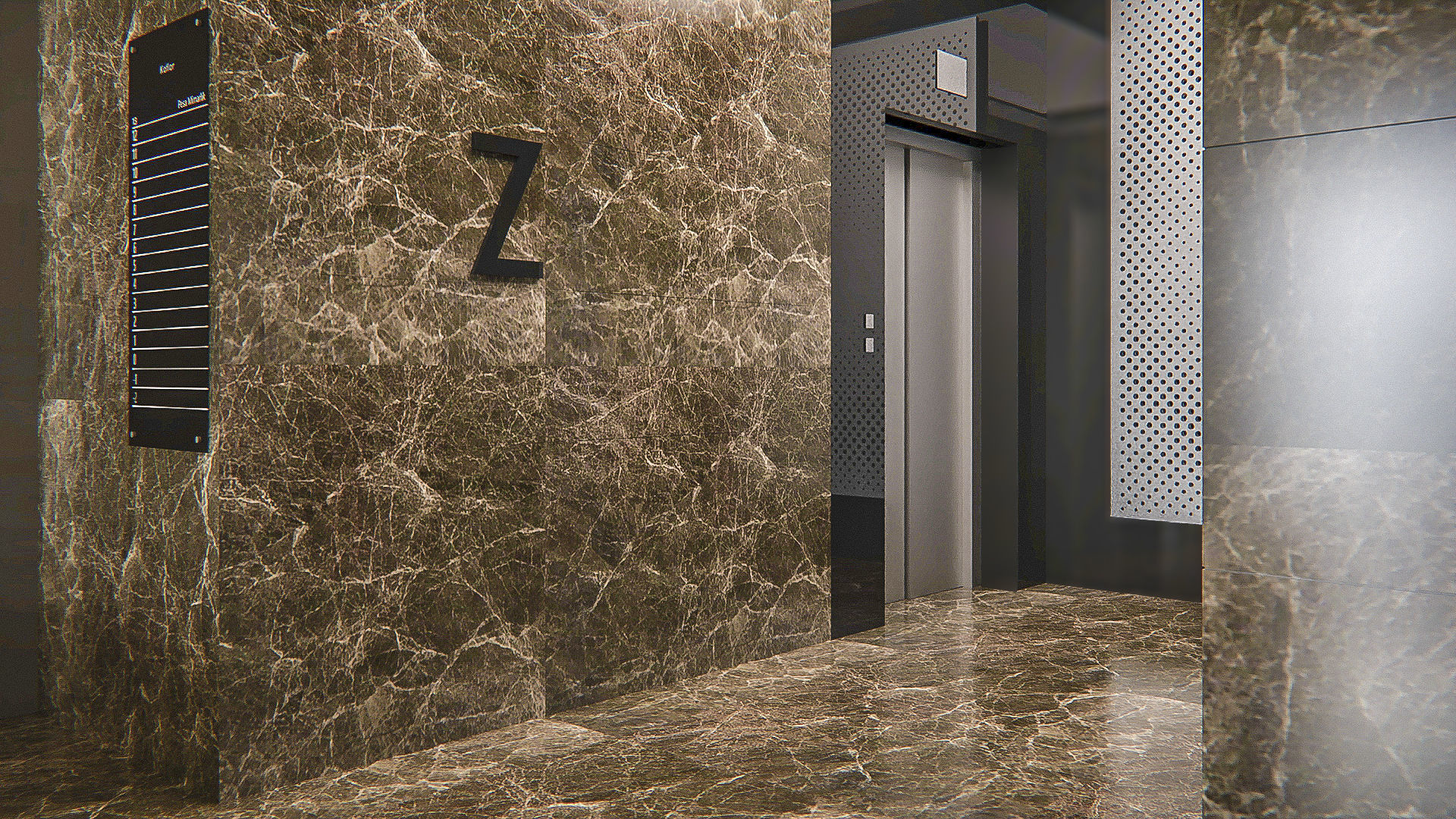 Foyer Design - Residential Building Entrance 3D model_4