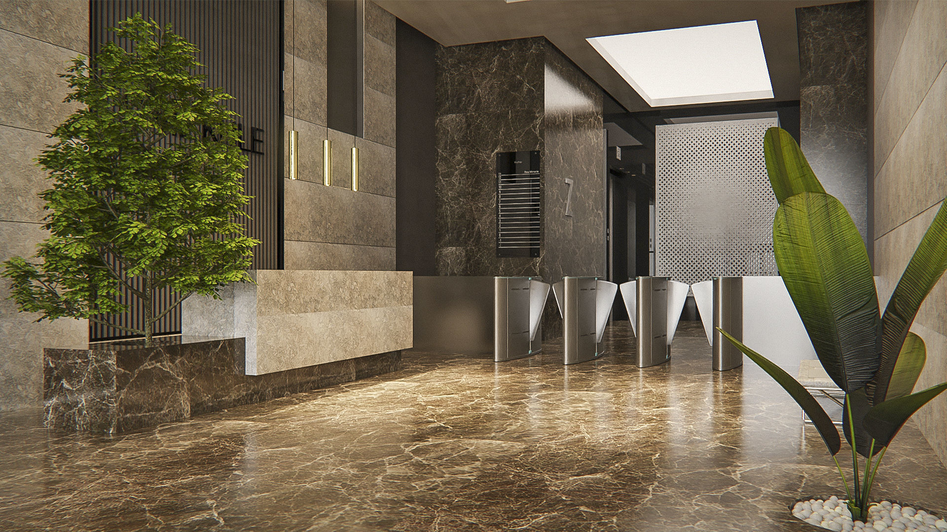 Foyer Design - Residential Building Entrance 3D model_1
