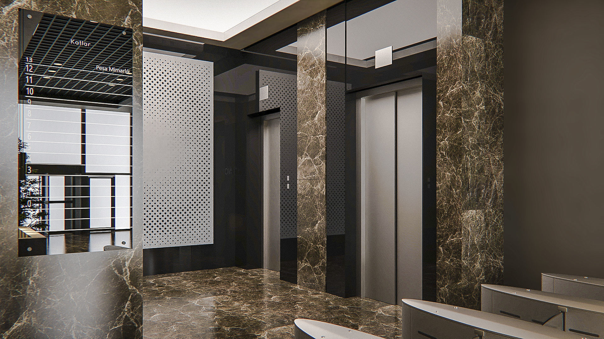 Foyer Design - Residential Building Entrance 3D model_5