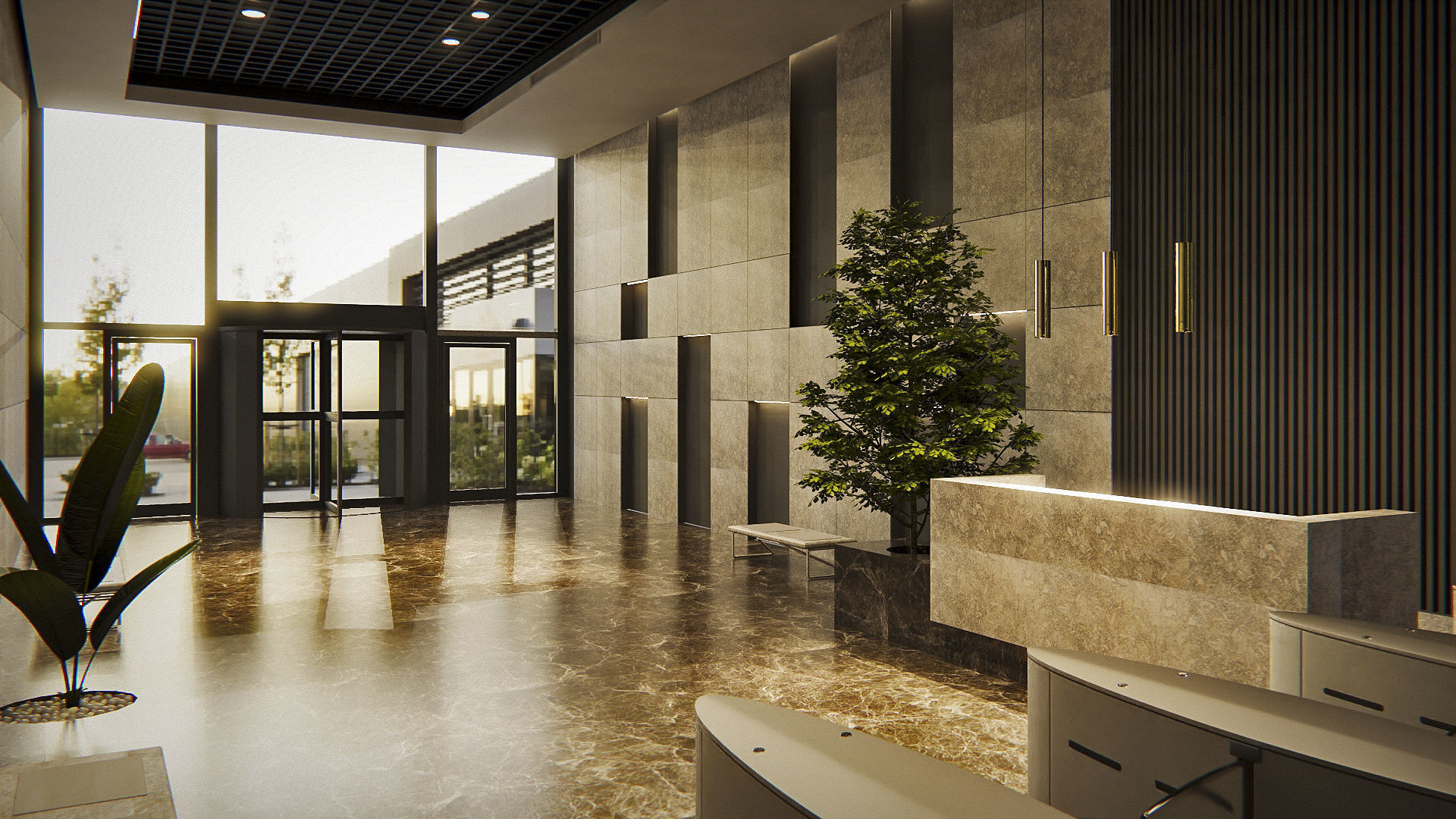 Foyer Design - Residential Building Entrance 3D model_2