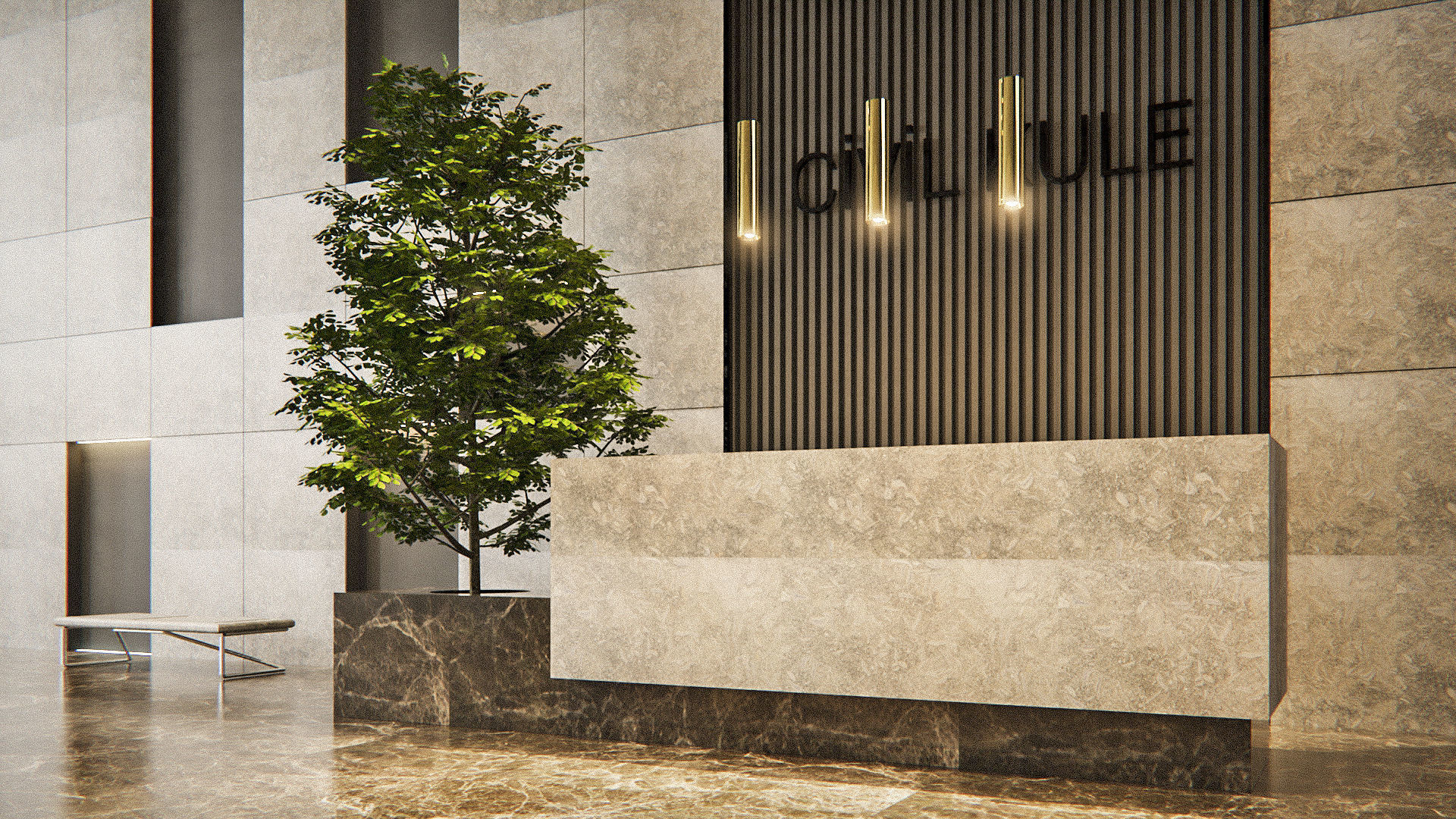 Foyer Design - Residential Building Entrance 3D model_3