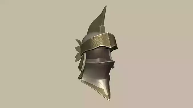 Bronze Knight Helmet - Medieval Character Design Low-poly 3D model
