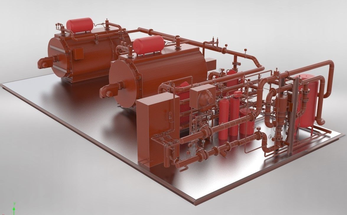 Industrial boiler room 3D model_3