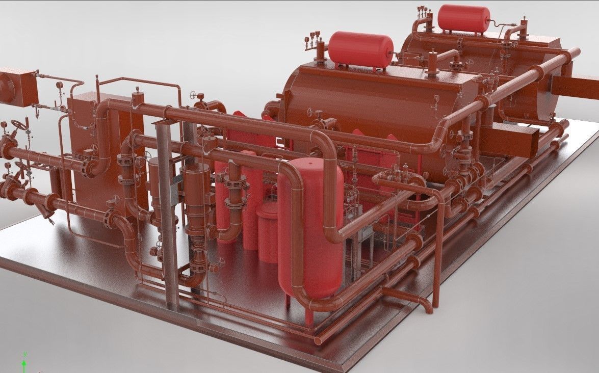 Industrial boiler room 3D model_1