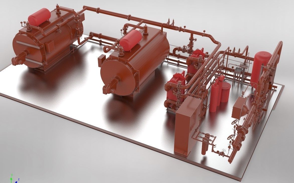 Industrial boiler room 3D model_7