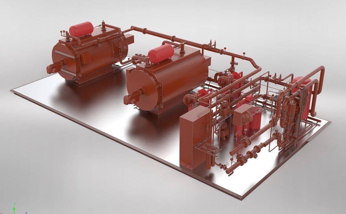 Industrial boiler room 3D model_4