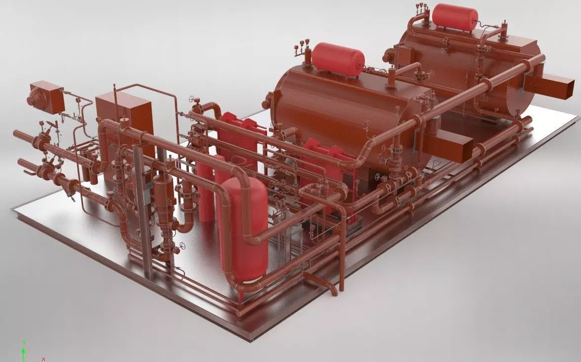 Industrial boiler room 3D model_0