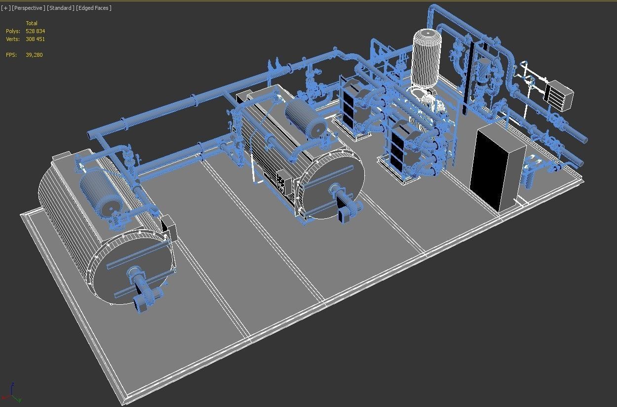 Industrial boiler room 3D model_10
