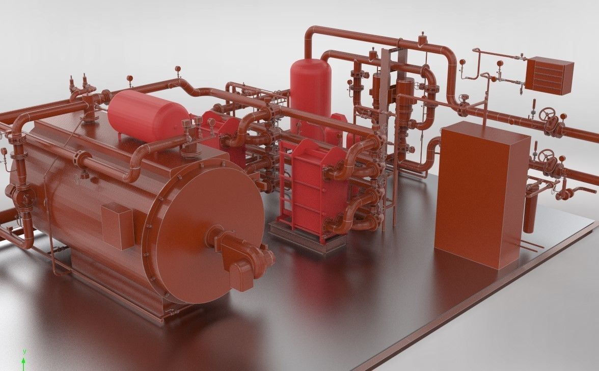 Industrial boiler room 3D model_8