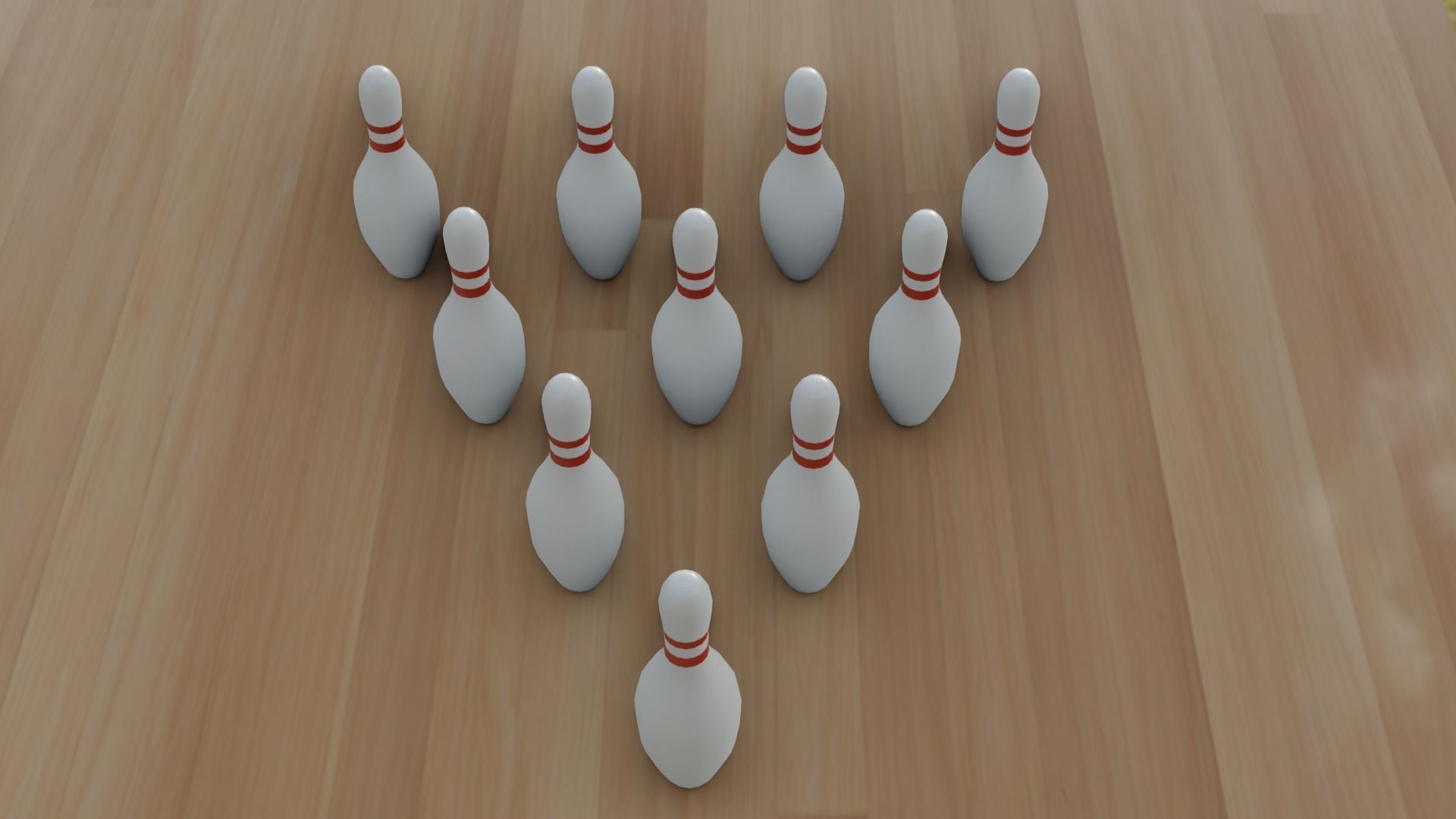 Bowling Pins and Ball Low-poly Game Ready 3D Models Low-poly 3D model_13