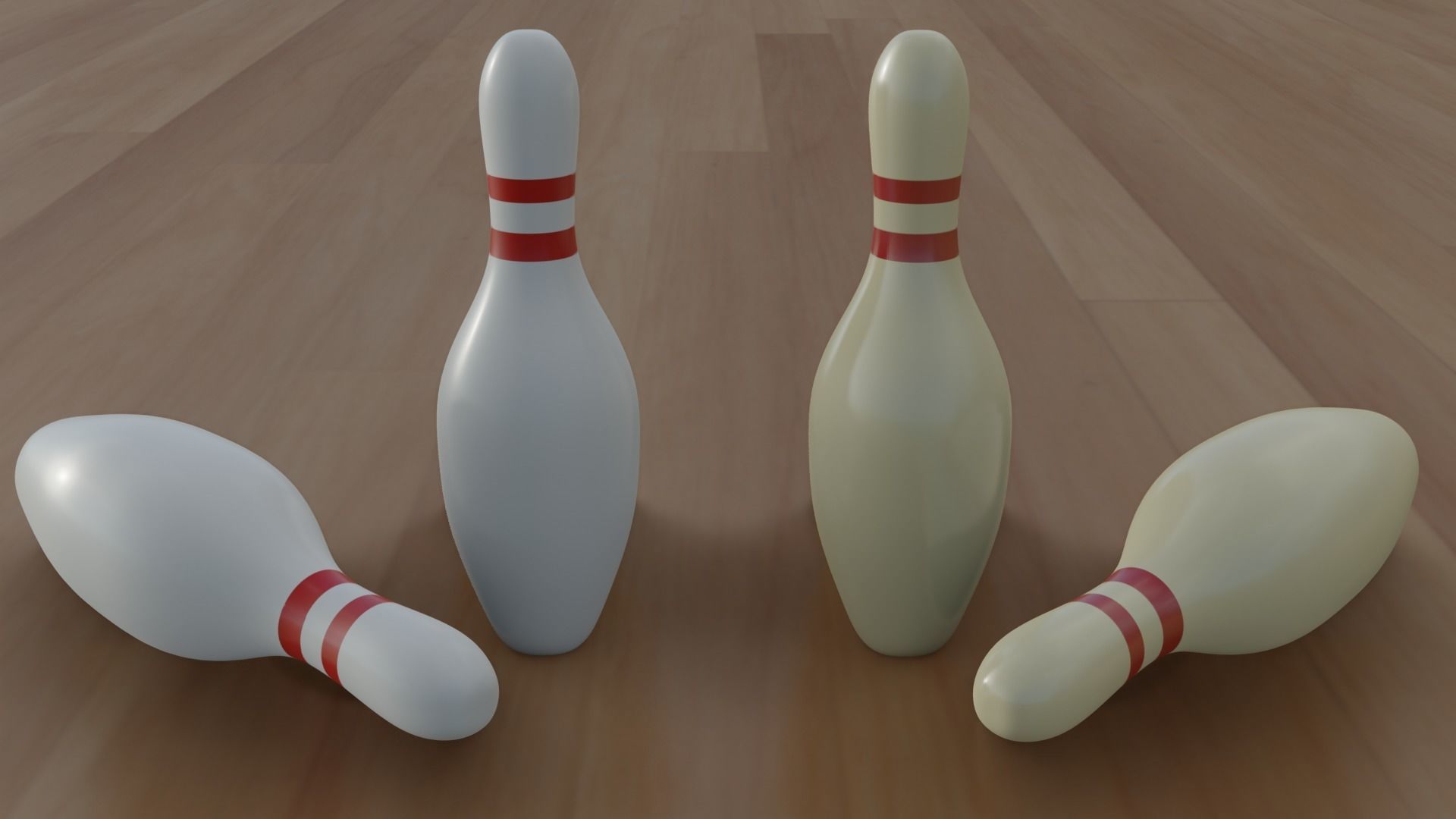Bowling Pins and Ball Low-poly Game Ready 3D Models Low-poly 3D model_9