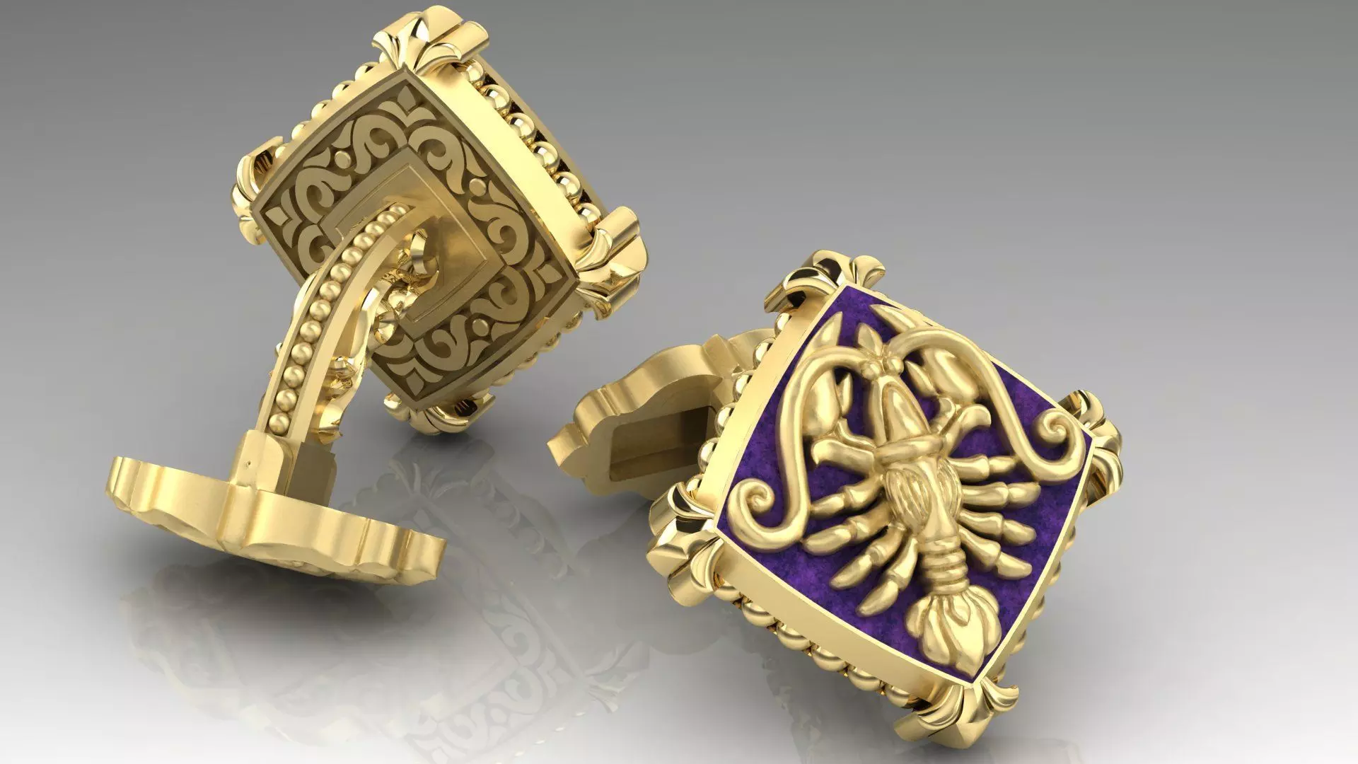 Zodiac signs Cufflinks Crayfish 3D print model