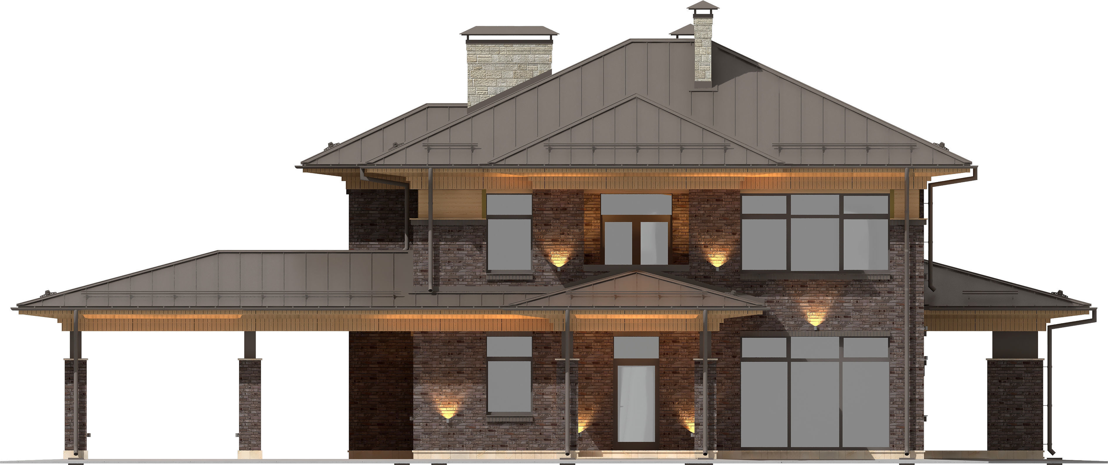 Model of a wright-style house with a carport 3D model_7
