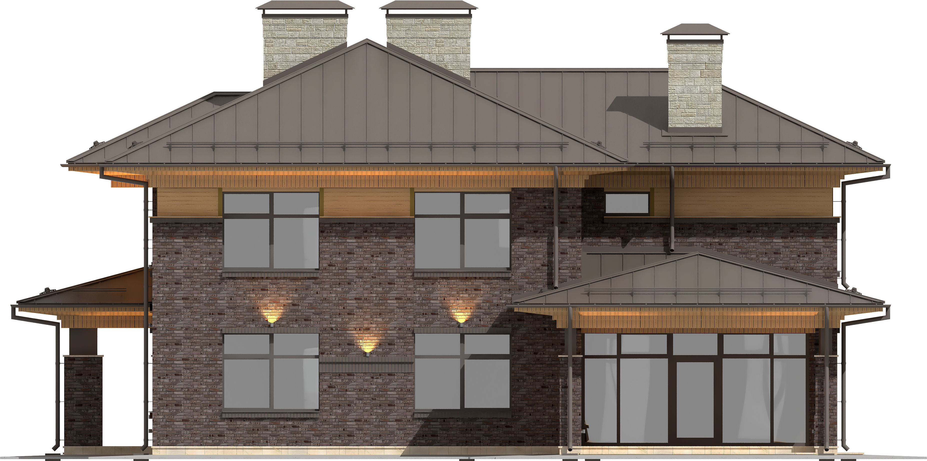 Model of a wright-style house with a carport 3D model_10