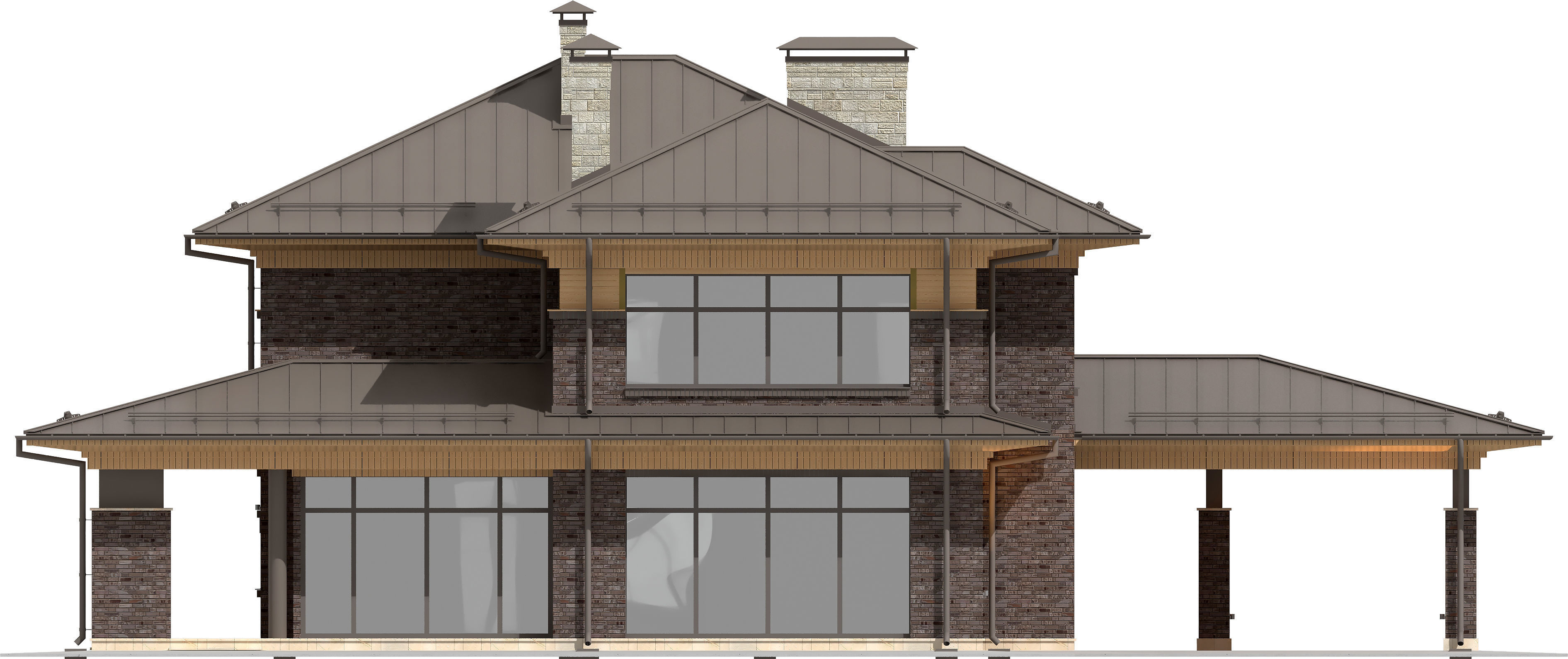 Model of a wright-style house with a carport 3D model_8