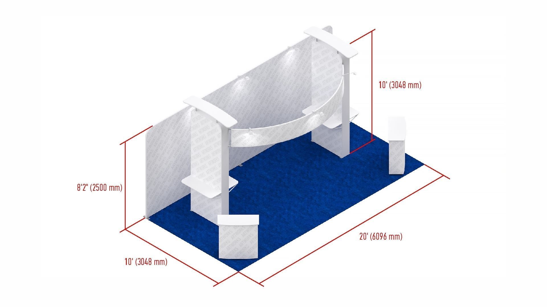 Exhibition booth 10x20ft 3DM022 3D model_10