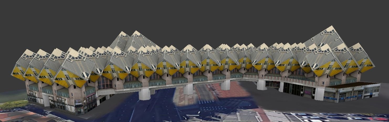 Cube Houses low-poly 3d model Low-poly 3D model_9