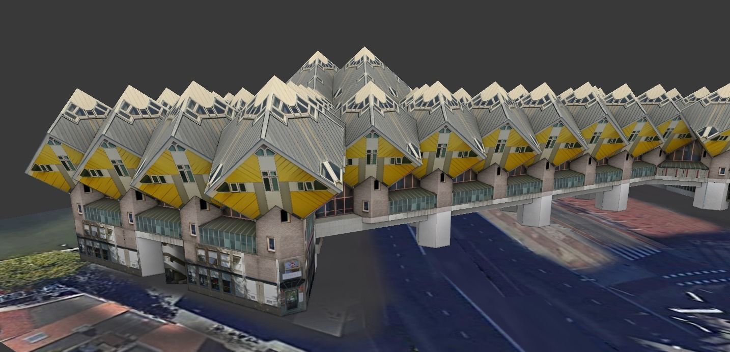 Cube Houses low-poly 3d model Low-poly 3D model_1