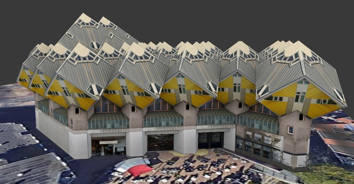 Cube Houses low-poly 3d model Low-poly 3D model_4