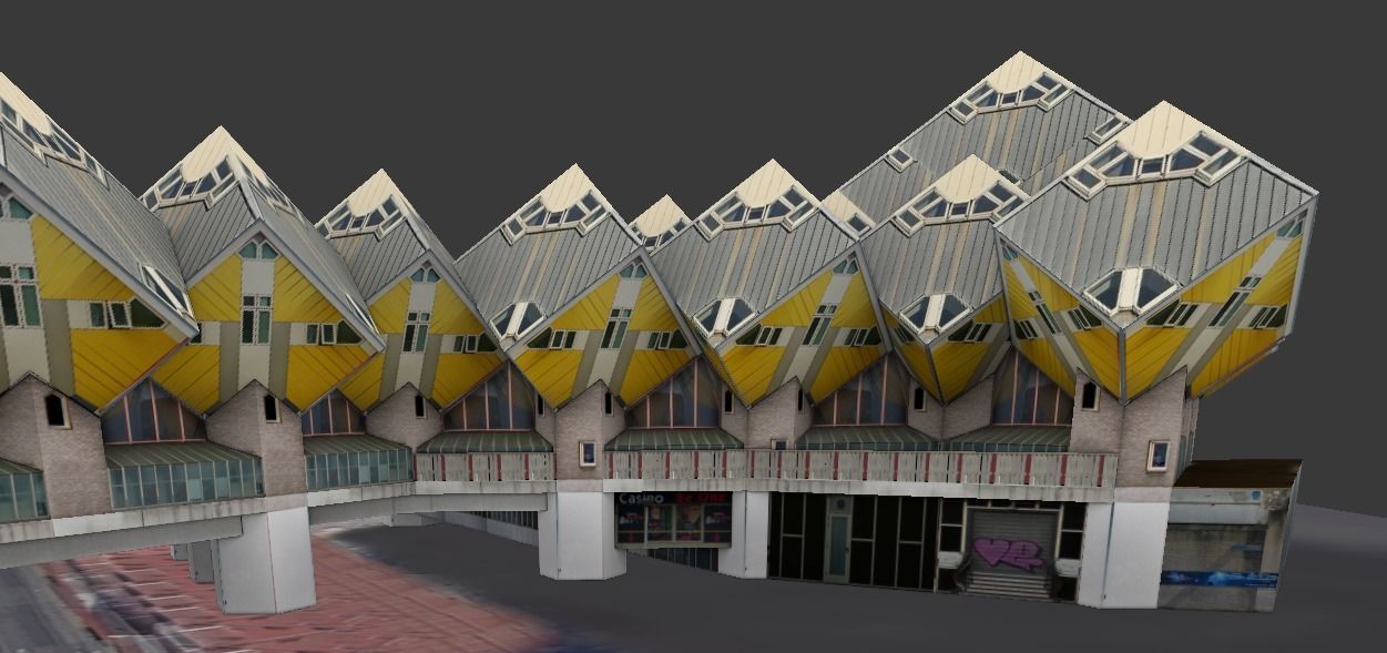 Cube Houses low-poly 3d model Low-poly 3D model_10