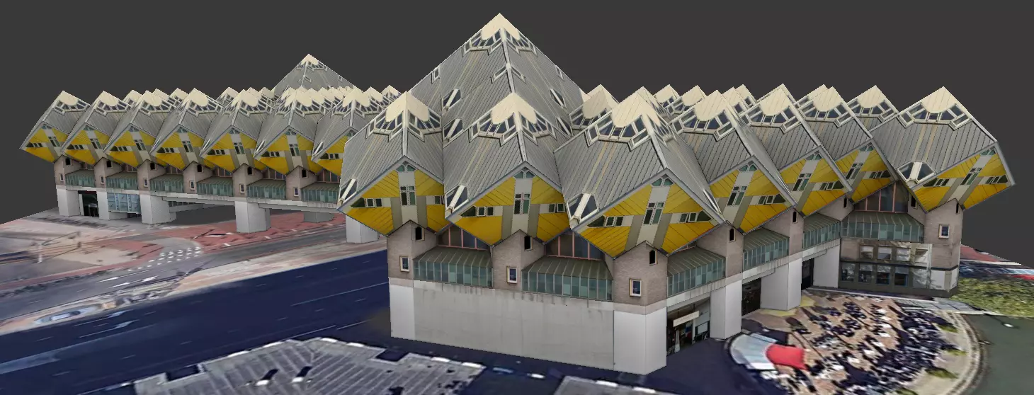 Cube Houses low-poly 3d model Low-poly 3D model_0