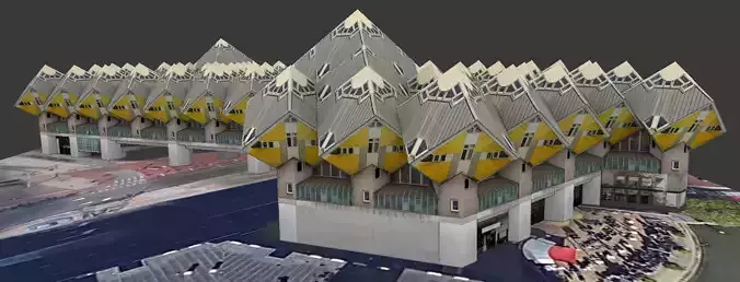 Cube Houses low-poly 3d model Low-poly 3D model