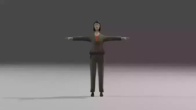 Skinny Businesswoman Low-poly 3D model
