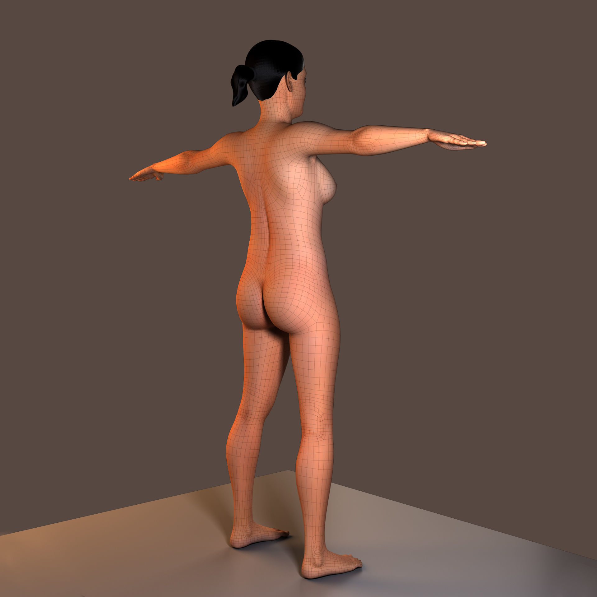 Low Poly Base Model Female Low-poly 3D model_7