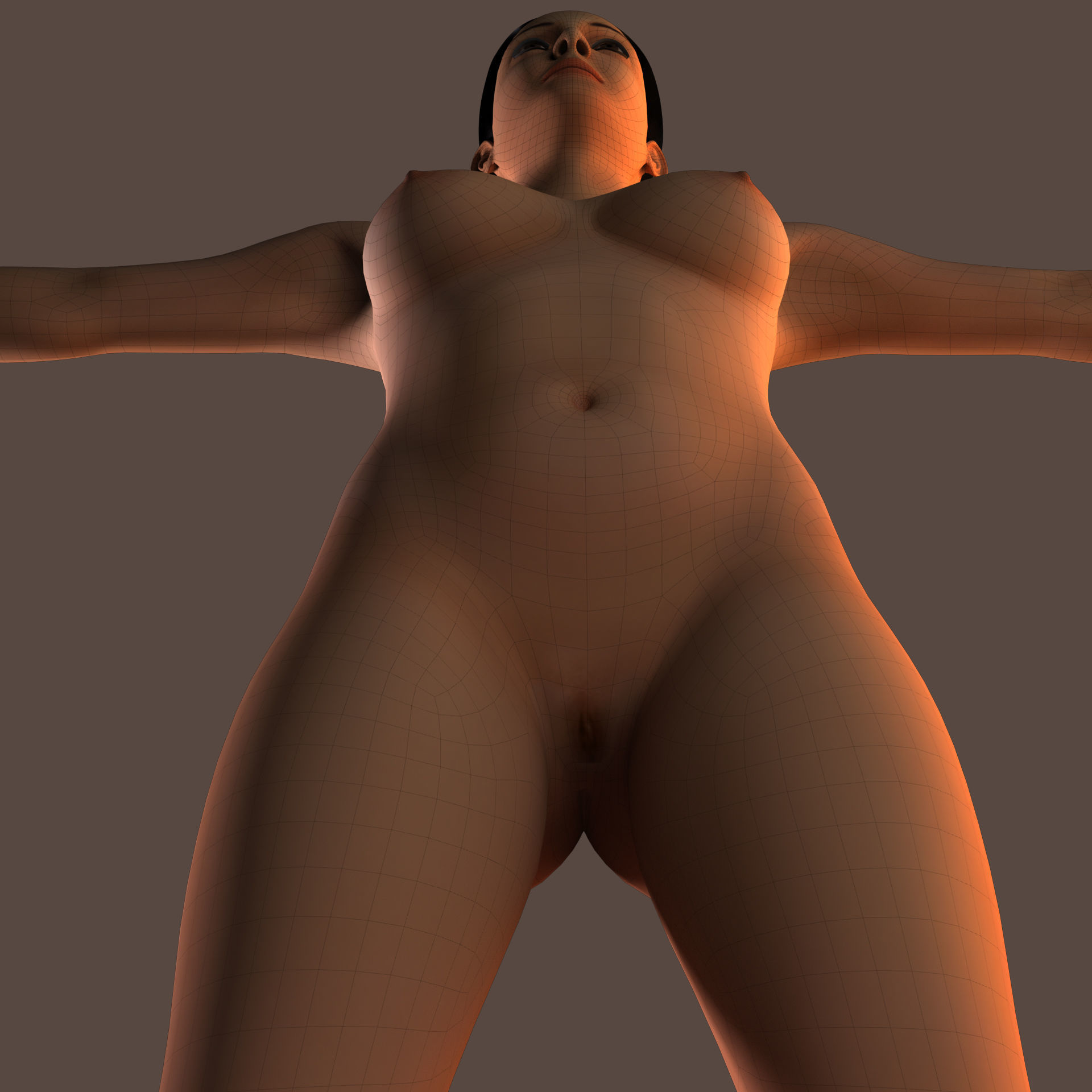 Low Poly Base Model Female Low-poly 3D model_8