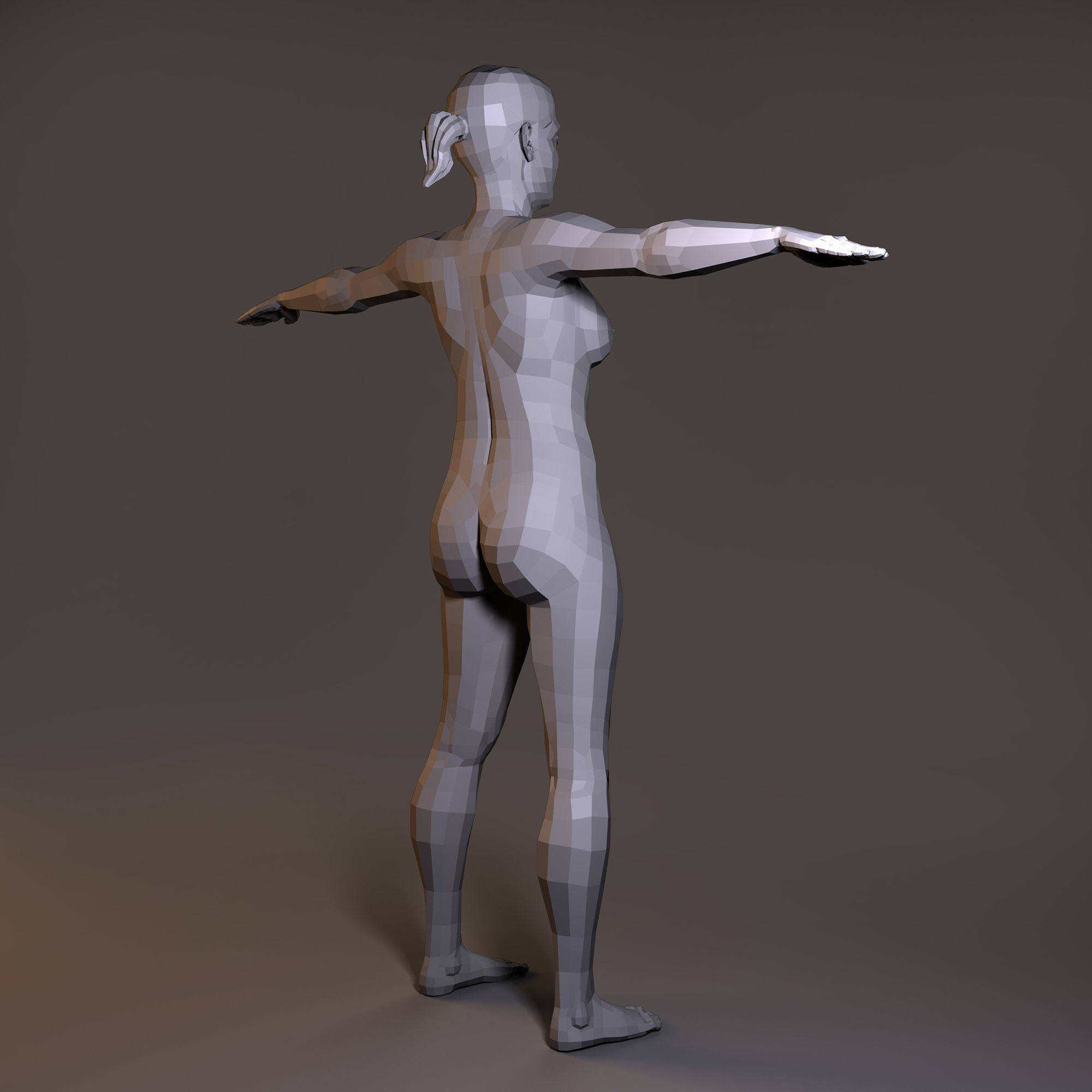 Low Poly Base Model Female Low-poly 3D model_2