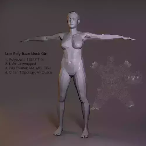 Low Poly Base Model Female Low-poly 3D model