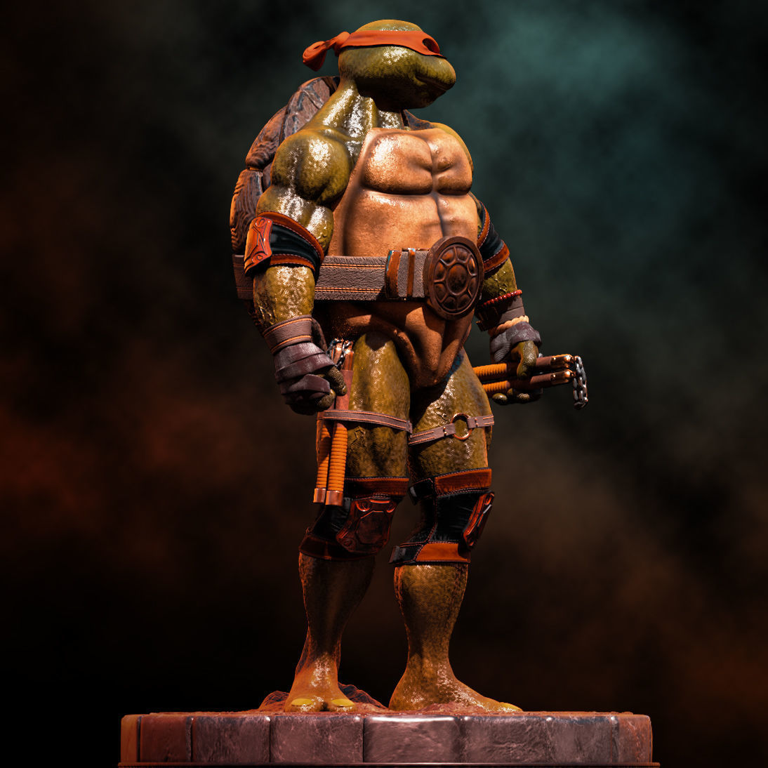 Fanart TMNT Michelangelo - Statue 3D print model_7